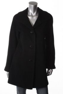 Ellen Tracy New Black Wool Button Down Coat 2 BHFO
