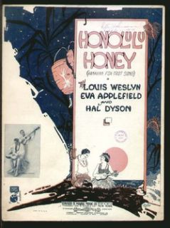 Honolulu Honey 1921 Ferera Franchini Hawaii Fox Trot Vintage Sheet