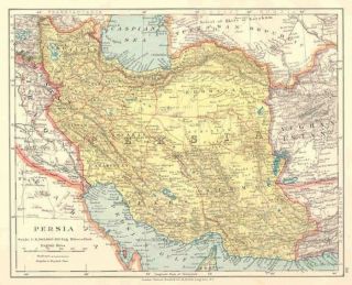 Iran Persia Old Vintage Map Edward Stanford Circa 1920