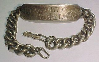 WW2 Sterling I D Bracelet Named EDWARD A NELSON 984 39 35 US Navy