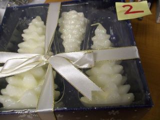 Dennis East IntL 88325 White Christmas Tree Shape Glitter Candles Set