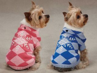 East Side Collection Snowflake Snuggler Dog Sweater Pet Pink Blue XXS