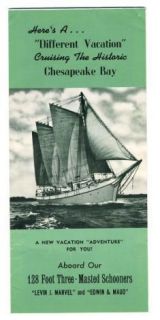   Chesapeake Bay 3 Masted Schooner Brochure Levin J Marvel Edwin Maud