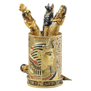 Ancient Egyptian Artifact Pen Vessel Pharaoh HIEROGLYPH Holder Desk