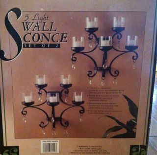 Light Wall Sconce Set Of 2 Chandelier Candle Tea Light Glass Drops