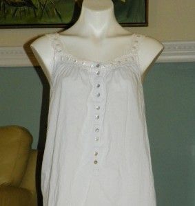 Eileen West White Classics Cotton Baby Blue Long Nightgown x Small