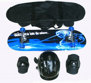 Complete Skateboard w Helmet Knee Elbow Bag Set Mission