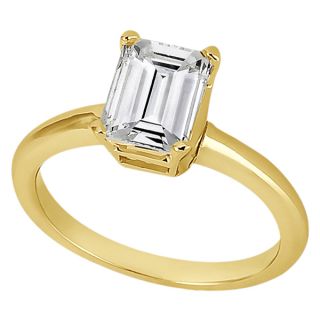 Emerald Cut Diamond Solitaire Engagement Ring 14k Gold