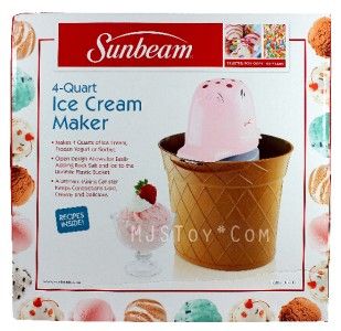 NEW Sunbeam 4 Quart Electric Homemade Ice Cream, Frozen Yogurt or