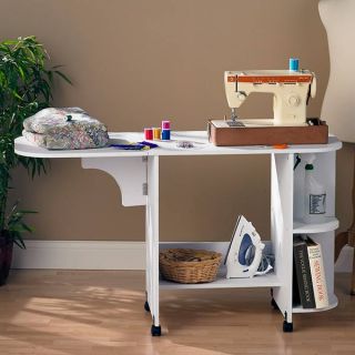 White Sewing Table Cabinet Organization Storage New