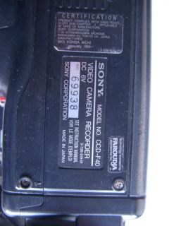  this sony ccd f40 camcorder this camera is used in non working order