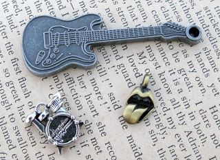 Rock Band Rolling Stones Guitar Silver Charm Pendants