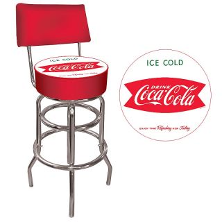Coca Cola Ice Cold Design Bar Stool with Back Rest   30in