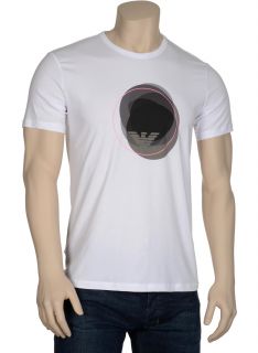 Emporio Armani Mens T Shirt x Large XL Cotton Crewneck White Graphic