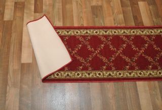 New Trellis Red Floral Design Rubber Backed Non Slip Runner Rug Carpet