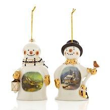 thomas kinkade set of 2 snowman ornaments price $ 19 95 rating 2