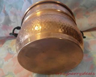 Vintage Copper Kettle Hammered Pot Cast Iron Bale Kitchen or Fireplace