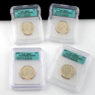 2007 Washington Presidential Dollar 4 piece Set   MS67 ICG