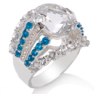 White Topaz and Neon Apatite Silver Ring   11.38ct