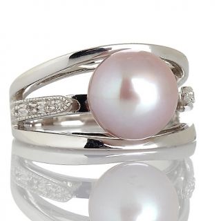 10mm Cultured Freshwater Pearl and White Topaz Sterling Silver