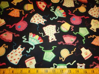 Mary Engelbreit Fabric Kitchen Capers Cotton Fabric Aprons Toss