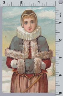 Elizabethan Collar Woman w Fur Muff Victorian Vintage Card