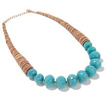 graziano wood and faceted bead goldtone necklace $ 44 95