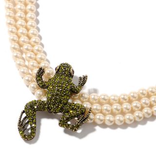 Heidi Daus 3 Row Simulated Pearl Frog 15 Necklace