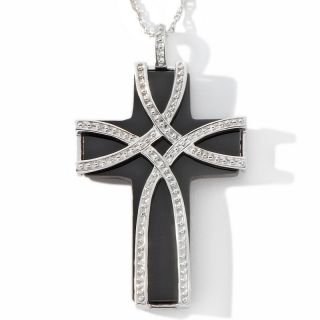 Black Onyx and Sterling Silver Cross Pendant with 18 Chain