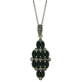  Pendants Gemstone Marcasite and Black Onyx Pendant with 18 Chain