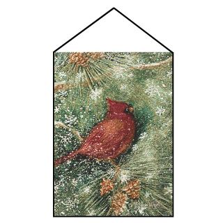  Holiday Accents Winter Cardinal Tapestry with Rod   18 x 12