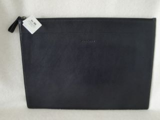  Black Leather Zip Portfolio Envelope File Case Bag 15 5 x 11