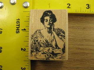  quality and size victorian woman holding envelope rubber stamp 3084