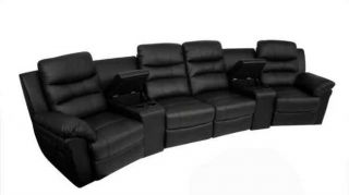Elias Home Theater Seats 6pc Black Seat Recliner Chairs