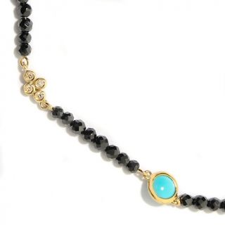 Heritage Gems 23.04ct Black Spinel and Diamond 17 Bead Necklace at