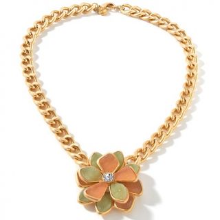 GLAMOUR Jewelry Simulated Drusy Flower Drop 21 1/2 Necklace