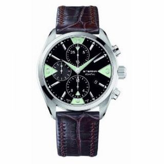 Eterna Kontiki Mens Chrono Automatic Date Leather Wrist Watch