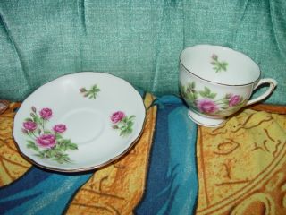 Royal Vale Bone China Cup and Saucer Set Made in England Pink Rose