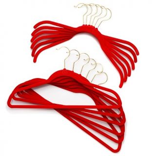 Joy Mangano Huggable Hangers® Bright Red 24 piece Set   Chrome