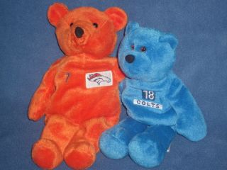 Elway Manning Beanie Bears Broncos Fan Gift Set of 2