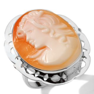 Italy Cameo by M+M Scognamiglio 25mm Cornelian Sterling Silver Lady