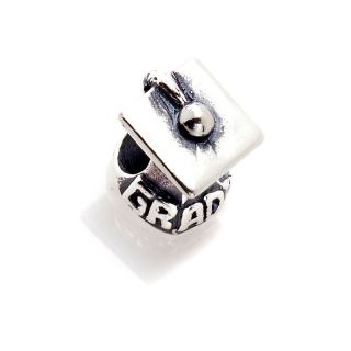 Charming Silver Inspirations Sterling Silver Graduation Cap Bead Charm