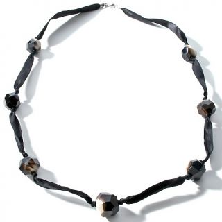  Treasures Sally C Treasures Black Agate and Black Ribbon 36 Necklace