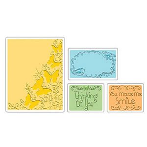 Sizzix Text Impressions Embossing Folders 4PK Butterfly Migration Set