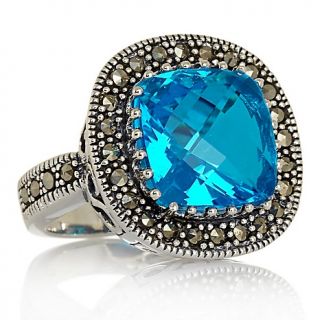 Neptunes Daughter Marcasite Blue Quartz Doublet Ring