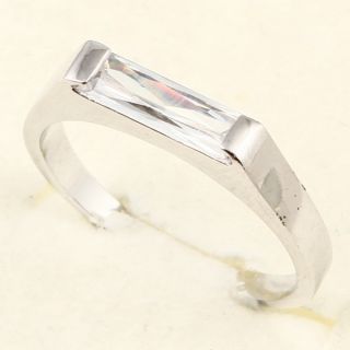 3x10mm Emerald Cut White Sapphire 3 Ring