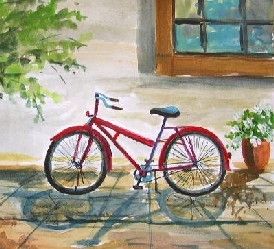  Bicycle Landscape Watercolor Painting JMW Art John Williams