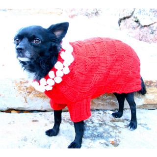  cane dog sweater holiday red with white poms l rating 1 $ 38 00 s