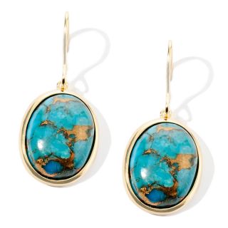 Technibond® Turquoise Bezel Set Oval Drop Earrings
