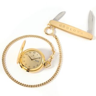 Jewelry Watches Mens Bulova Goldtone Pocket Watch with Pocket
